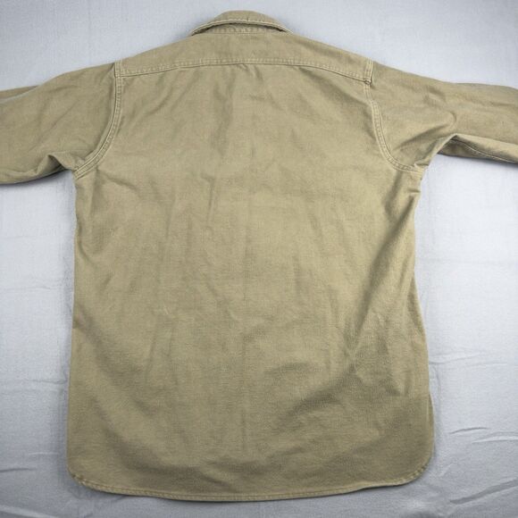 Vintage Cabela's Button Up Flannel Shirt (Sage) Mens Lg Chamois USA Made - Picture 7 of 13